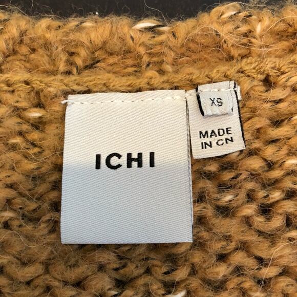 Ichi caramel golden brown v neck alpaca blend sweater size Extra Small XS - Picture 8 of 16